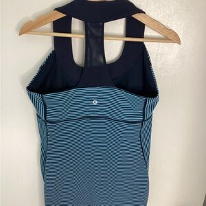 lululemon athletica Blue Striped Racer Tank Top M
